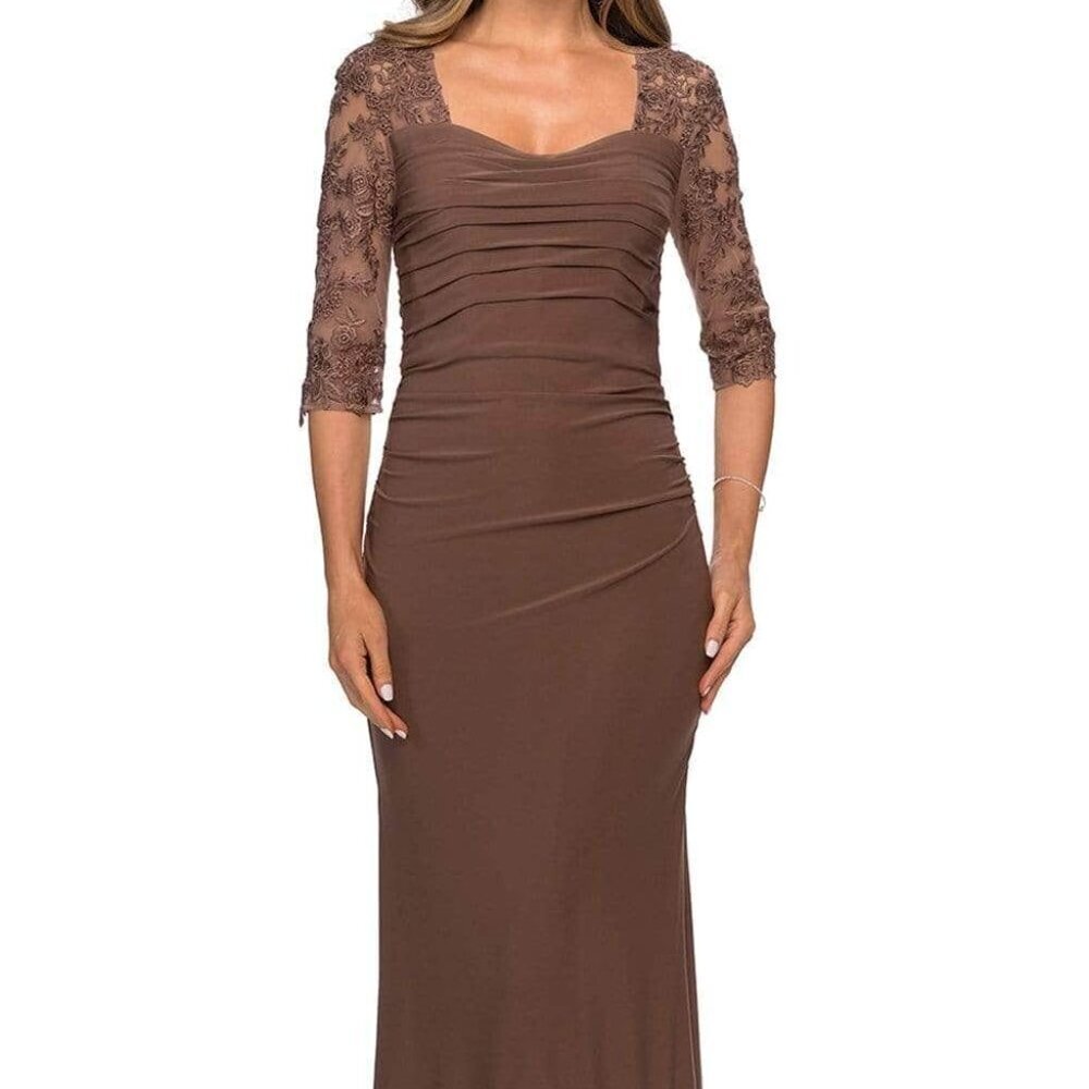 SALE NWT La Femme 28056SC Jersey Mother of the Bride Dresses Cocoa Size 16